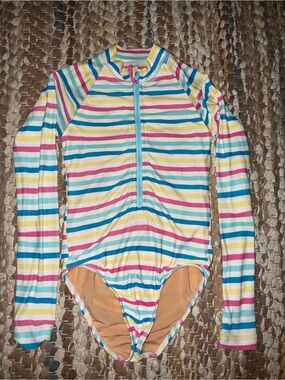 Crewcuts Striped Long-Sleeve Rashguard - Yellow, Pink, Blue